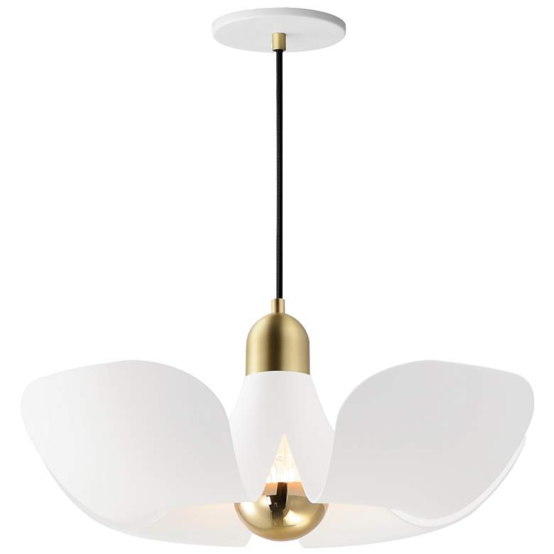 Image 1 Poppy 18 inch Pendant - White/Satin Brass