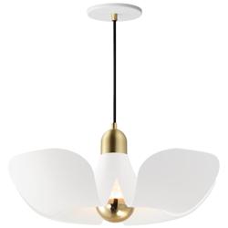 Poppy 18" Pendant - White/Satin Brass