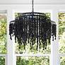 1_Poppy 26 1/2"W Matte Black Wood Beaded 6-Light Chandelier