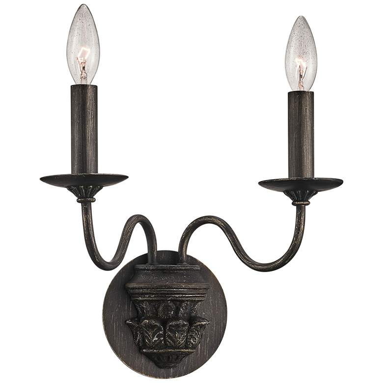 Image 1 Poppy Hill 14" High Pompeii Silver 2-Light Wall Sconce