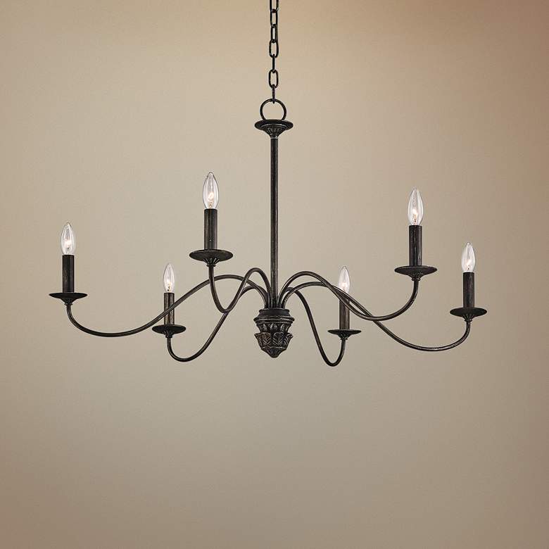 Image 1 Poppy Hill 38" Wide Pompeii Silver 6-Light Iron Chandelier