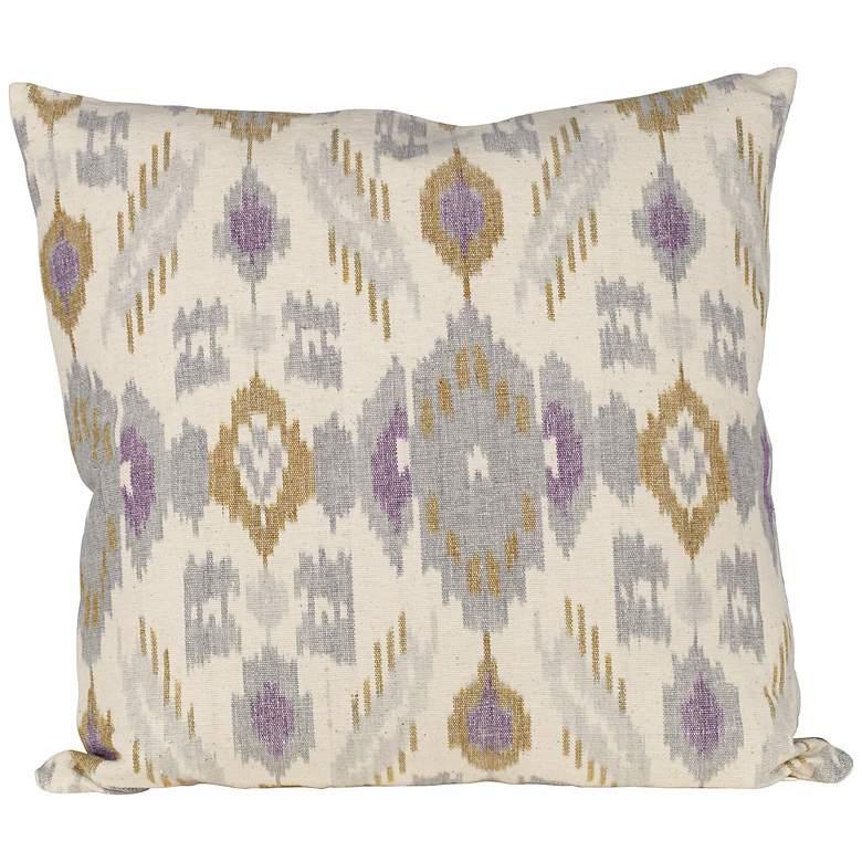 Image 1 Poppy Ikat Canvas 20 inch Square Down Throw Pillow