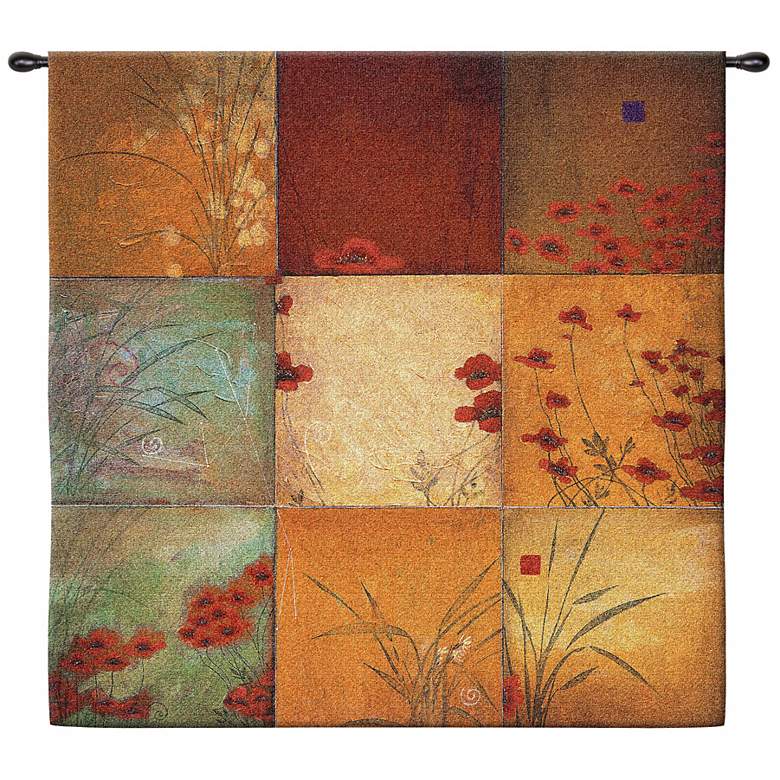Image 1 Poppy Nine Patch 44 inch Square Wall Hanging Tapestry