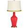 Poppy Red Anya Table Lamp with Open Weave Trim