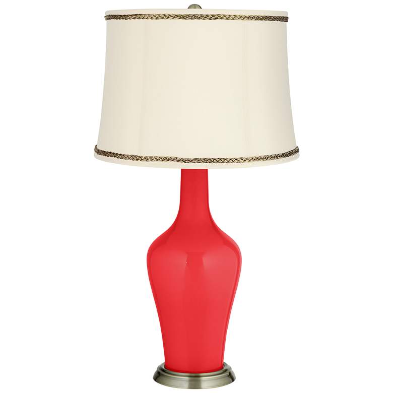 Image 1 Poppy Red Anya Table Lamp with Twist Trim
