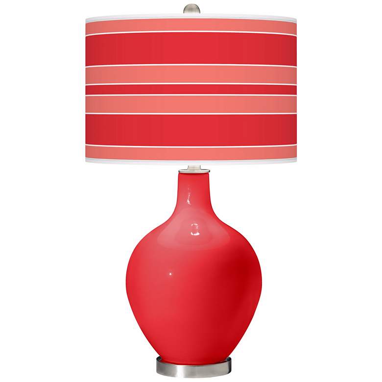 Image 1 Poppy Red Bold Stripe Ovo Table Lamp