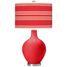 Image1 of Poppy Red Bold Stripe Ovo Table Lamp