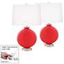 Poppy Red Carrie Table Lamp Set of 2 with Dimmers