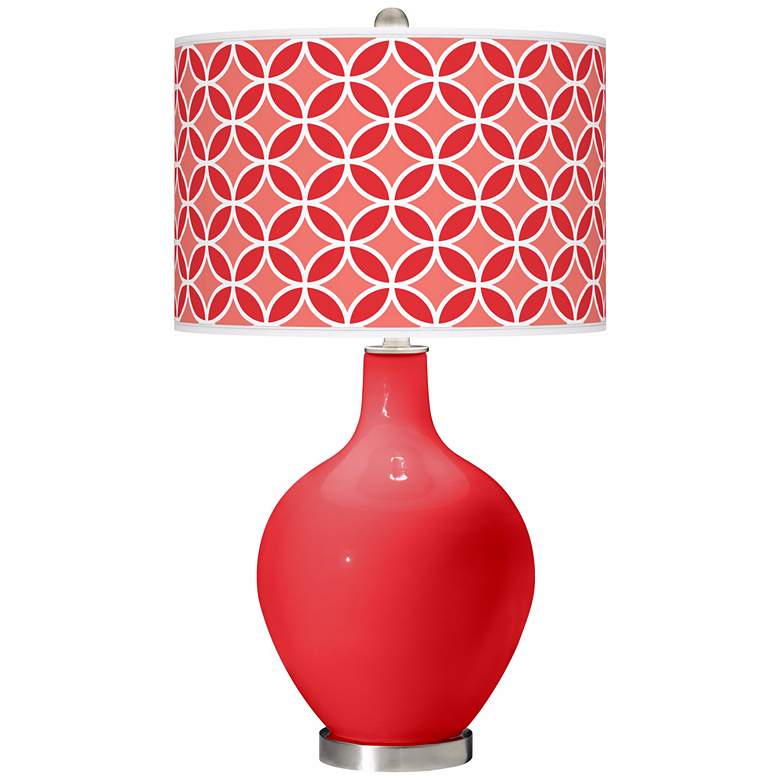 Image 1 Poppy Red Circle Rings Ovo Table Lamp