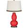 Poppy Red Double Gourd Table Lamp with Wave Braid Trim