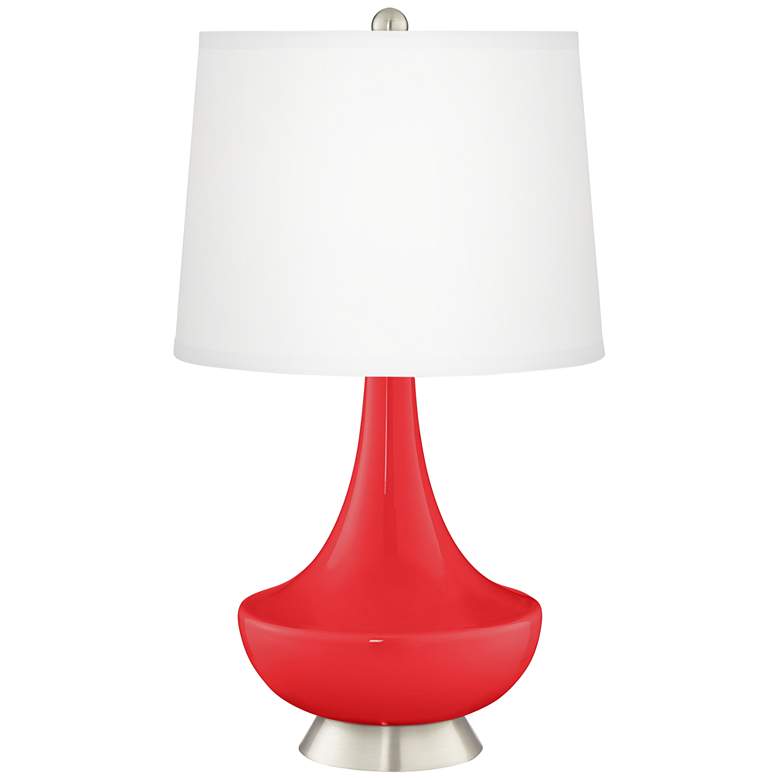 Image 2 Poppy Red Gillan Glass Table Lamp with Dimmer
