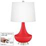 Poppy Red Gillan Glass Table Lamp with Dimmer