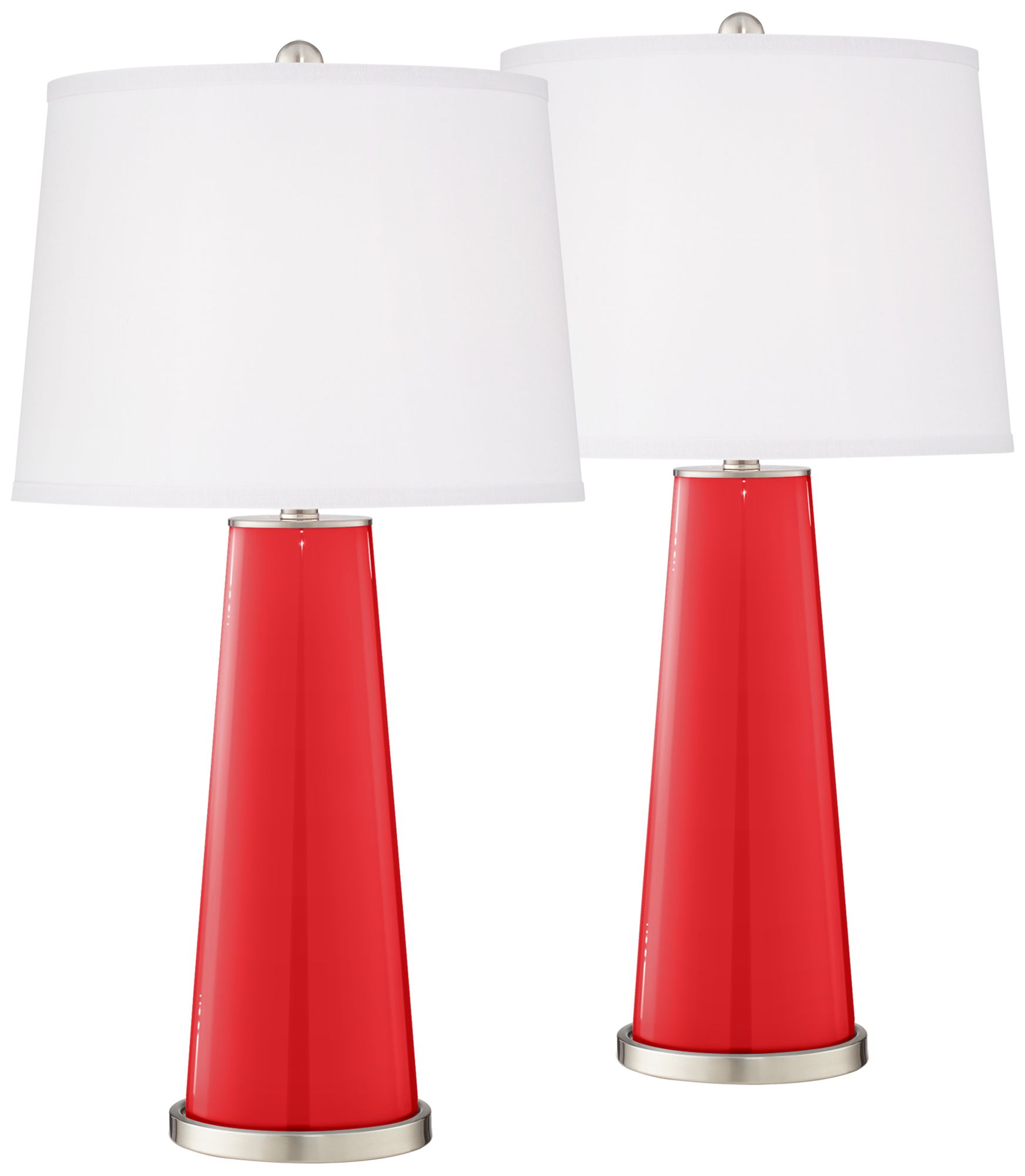 Poppy Red Leo Table Lamp Set of 2 with Dimmers