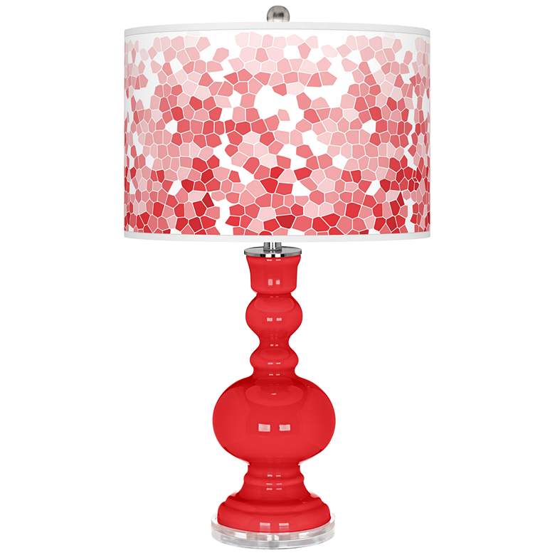 Image 1 Poppy Red Mosaic Giclee Apothecary Table Lamp