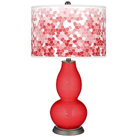Image1 of Poppy Red Mosaic Giclee Double Gourd Table Lamp