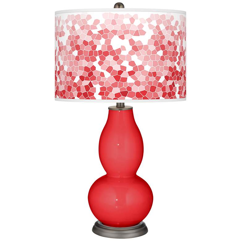 Image 1 Poppy Red Mosaic Giclee Double Gourd Table Lamp