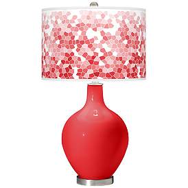Image1 of Poppy Red Mosaic Giclee Ovo Table Lamp