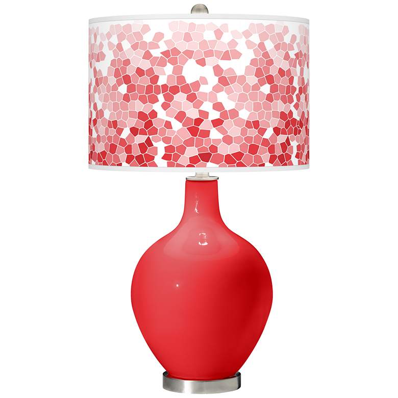 Image 1 Poppy Red Mosaic Giclee Ovo Table Lamp