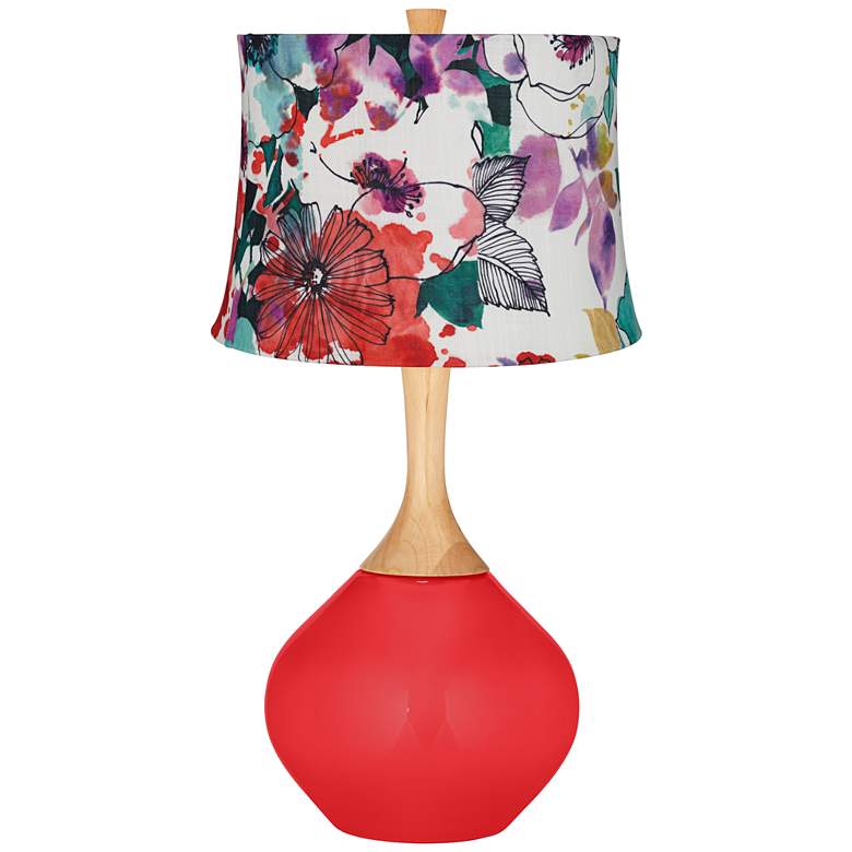 Image 1 Poppy Red Multi-Color Flowers Wexler Table Lamp