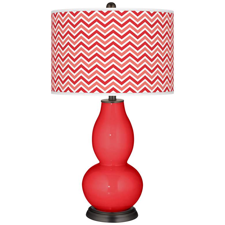 Image 1 Poppy Red Narrow Zig Zag Double Gourd Table Lamp