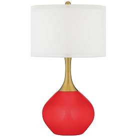 Image1 of Poppy Red Nickki Brass Modern Table Lamp