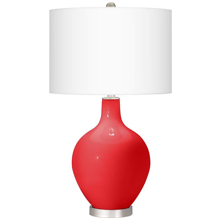 Image 2 Poppy Red Ovo Table Lamp With Dimmer