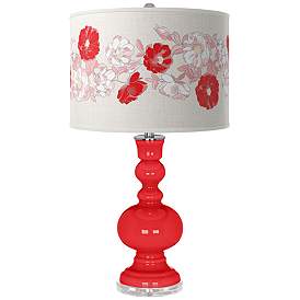 Image1 of Poppy Red Rose Bouquet Apothecary Table Lamp