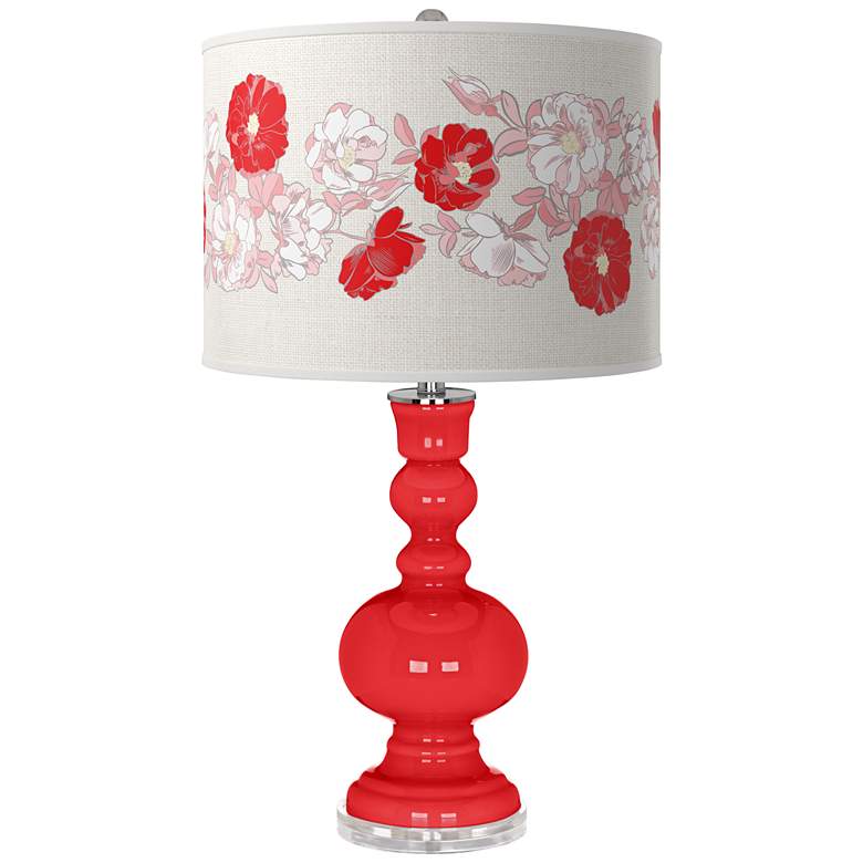 Image 1 Poppy Red Rose Bouquet Apothecary Table Lamp
