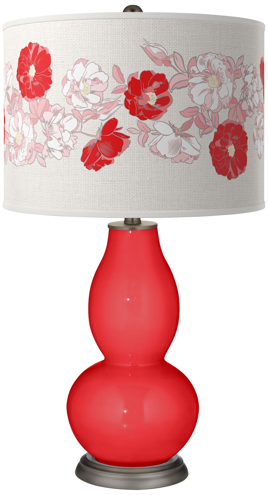 Image Poppy Red Rose Bouquet Double Gourd Table Lamp