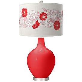 Image1 of Poppy Red Rose Bouquet Ovo Table Lamp