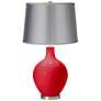 Poppy Red - Satin Light Gray Shade Ovo Table Lamp
