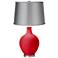 Poppy Red - Satin Light Gray Shade Ovo Table Lamp