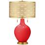 Poppy Red Toby Brass Metal Shade Table Lamp