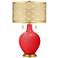 Poppy Red Toby Brass Metal Shade Table Lamp