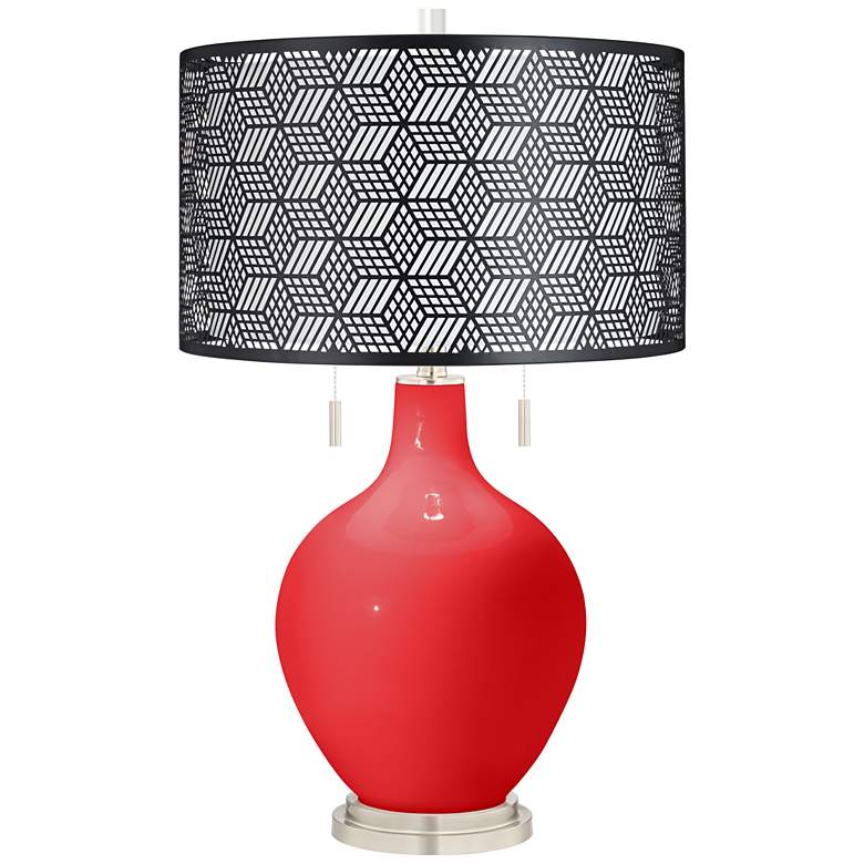 Image 1 Poppy Red Toby Table Lamp With Black Metal Shade