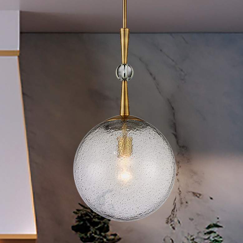 Image 1 Populuxe 11" Wide Oxidized Aged Brass Globe Mini Pendant