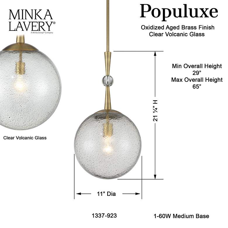 Image 5 Populuxe 11" Wide Oxidized Aged Brass Globe Mini Pendant more views
