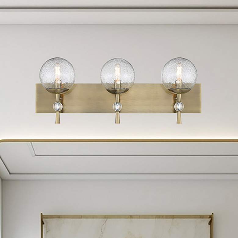 Image 1 Populuxe 28"W Oxidized Aged Brass 3-Light Vanity Bath Light