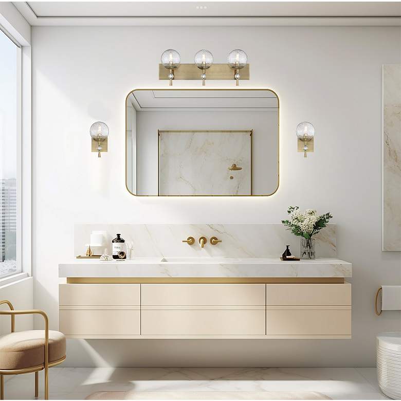 Image 7 Populuxe 28"W Oxidized Aged Brass 3-Light Vanity Bath Light more views