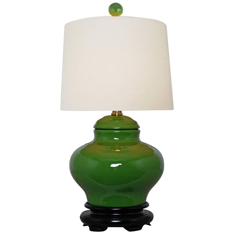 Image 1 Porcelain 16 1/2" High Jar Apple Green Accent Table Lamp