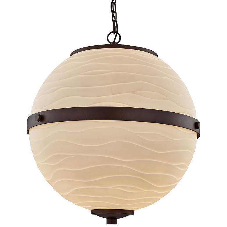 Image 1 Porcelain Imperial 25 inchW Bronze Faux Porcelain Pendant Light