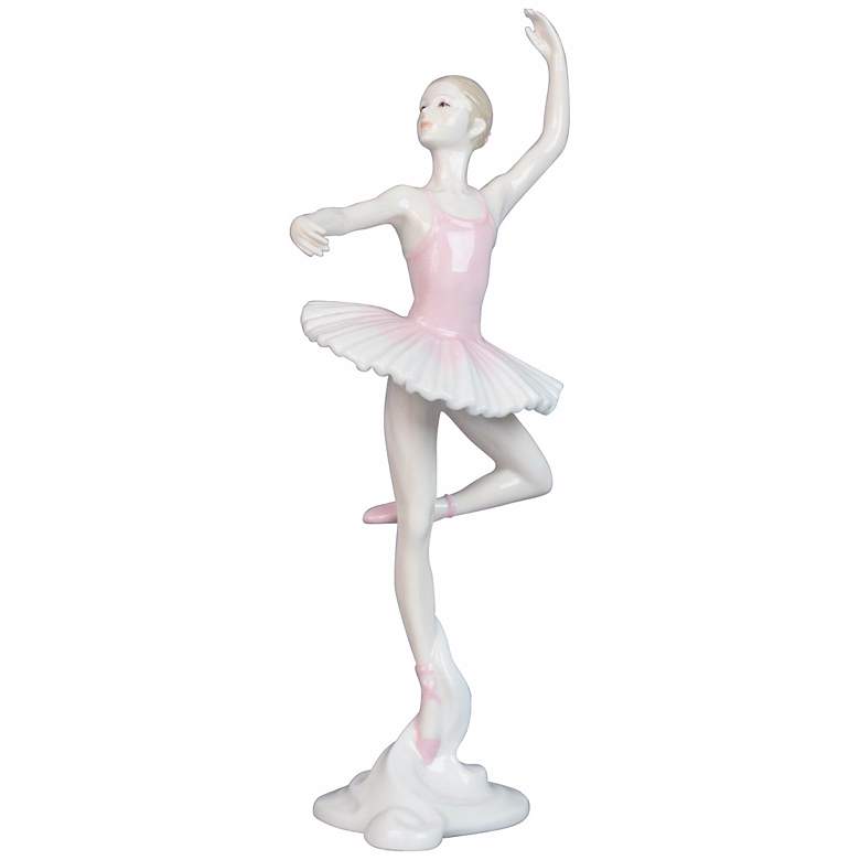 Image 1 Porcelain Pink 10 1/2 inch High Ballerina Figurine