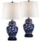 Porcelain Temple Jar Table Lamps Set of 2 with 9W LED Bulbs
