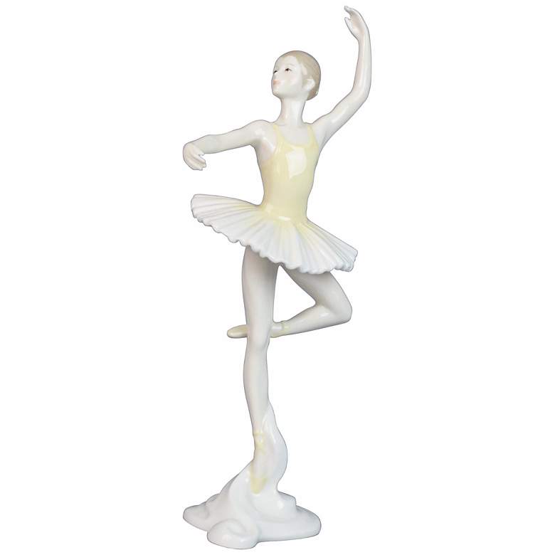 Image 1 Porcelain Yellow 10 1/2 inch High Ballerina Figurine