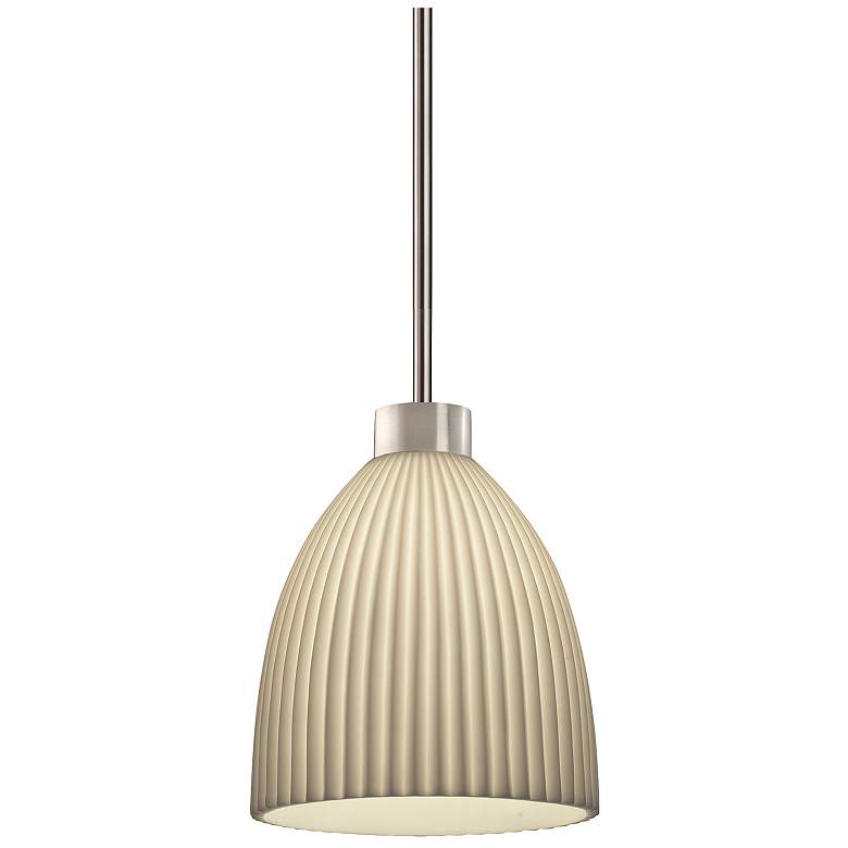 Image 2 Porcelina 18"W Brushed Nickel Impala Tapered Cylinder Curved Pendant