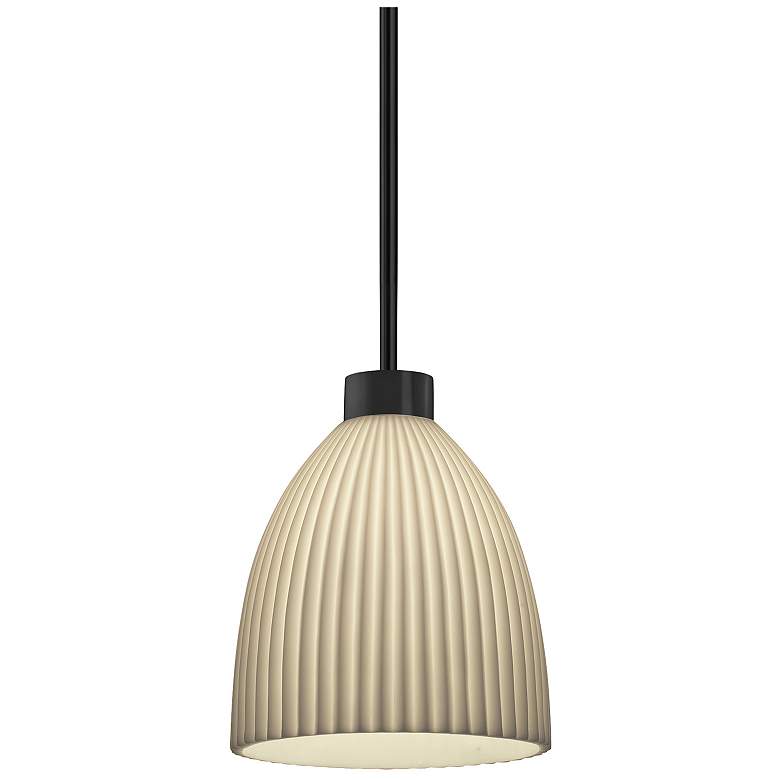 Image 2 Porcelina 18"W Matte Black Impala Tapered Cylinder Curved Pendant