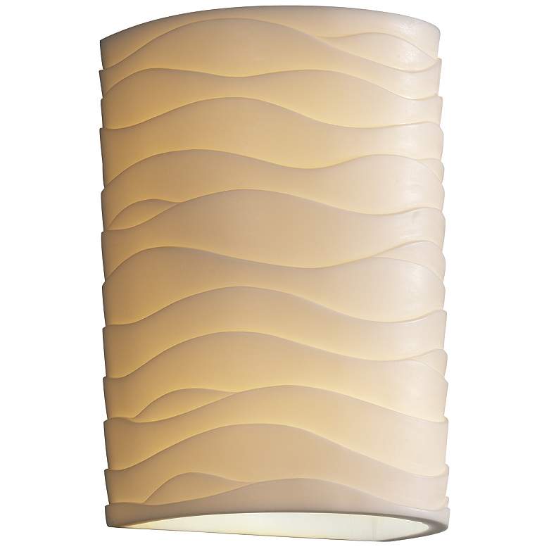Image 1 Porcelina 9 1/4 inch High Bisque Radiant Waves Wall Sconce