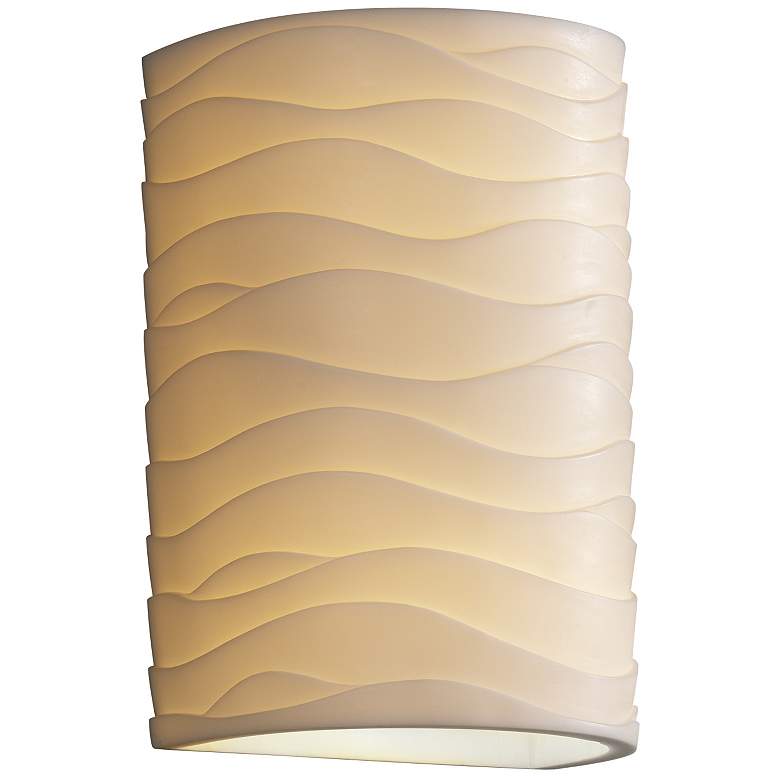 Image 1 Porcelina 9 1/4" High Bisque Radiant Waves Wall Sconce