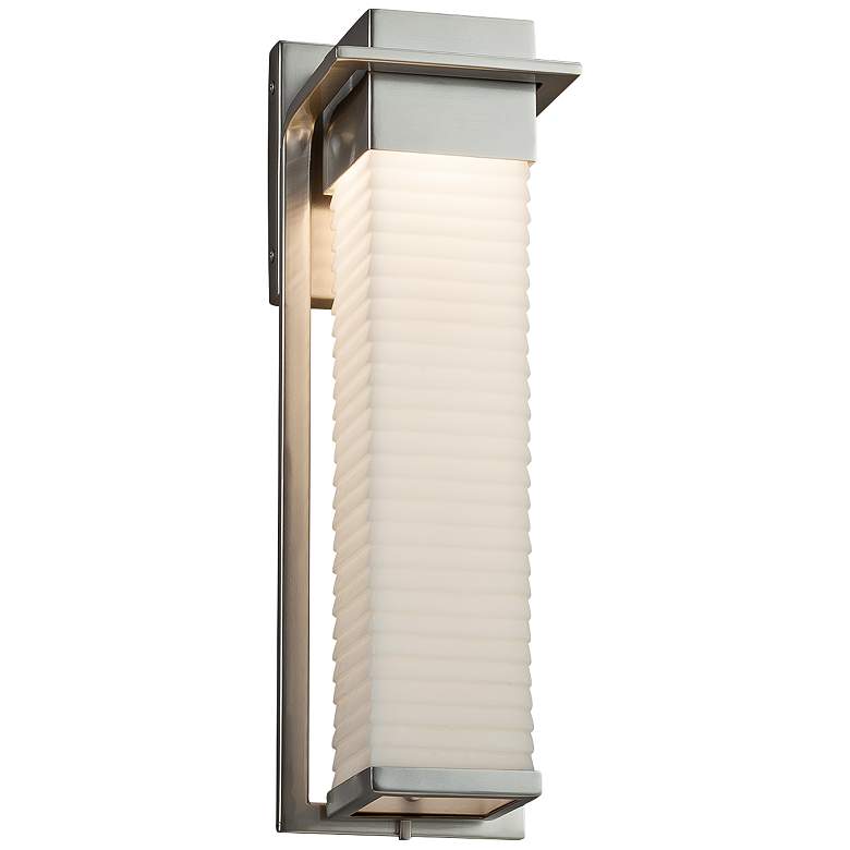 Image 1 Porcelina&trade; Pacific 16 1/2 inchH Nickel LED Outdoor Wall Light