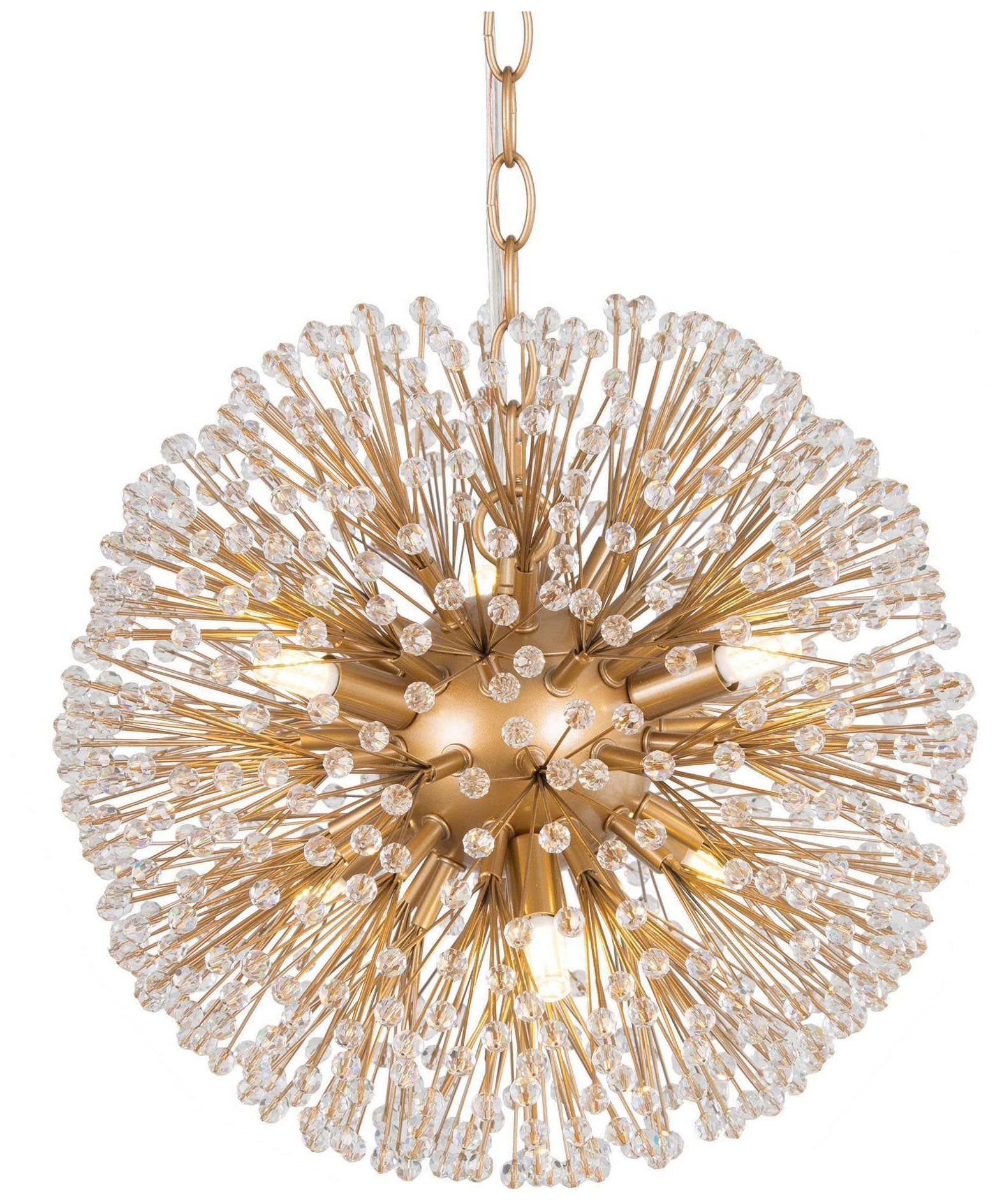 Thumbnail1 of Porgynia 13.8"W 6-Light Globe Brass Pendant with Crystal Beads
